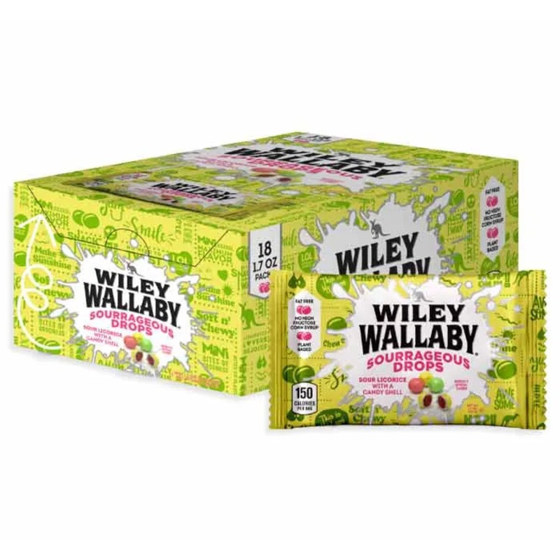 Wiley Wallaby Sourrageous Licorice Bites Packs: 18-Piece Box