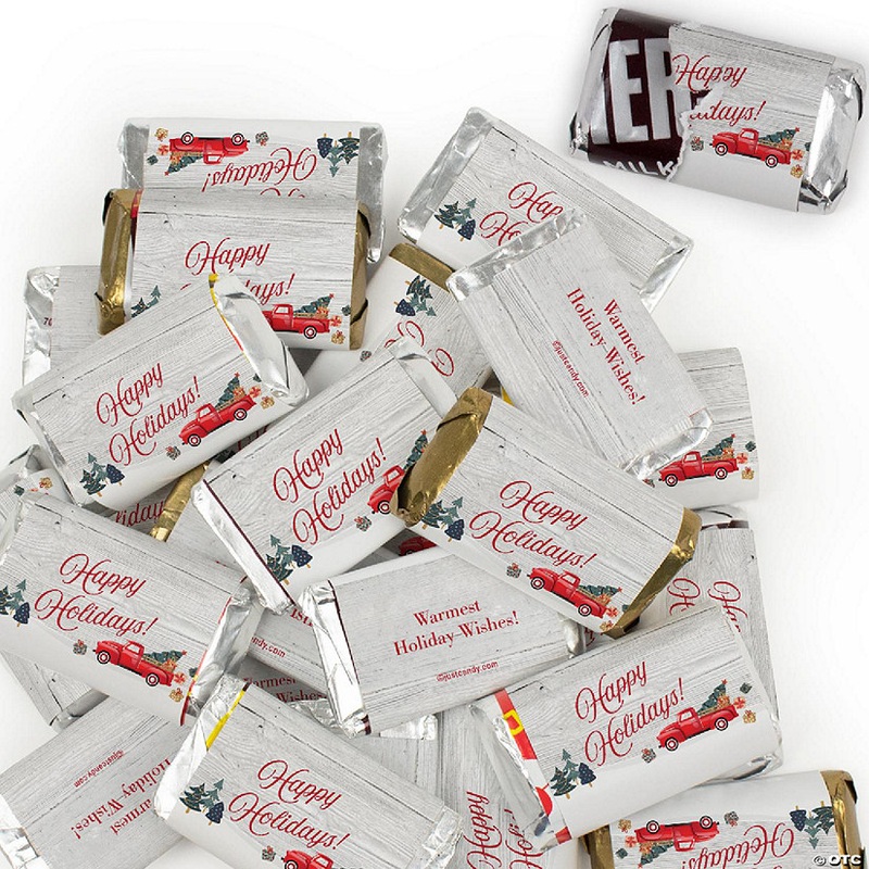 136 Pcs Christmas Candy Party Favors Hershey's Miniatures Chocolate - Vintage Red Truck