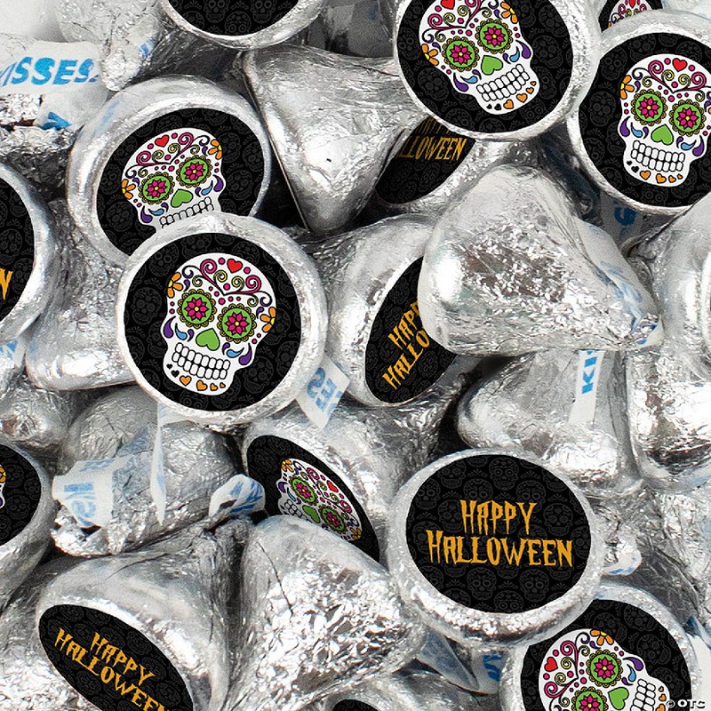 180 Pcs Halloween Party Candy Chocolate Hershey's Kisses (2lb) - Sugar Skulls