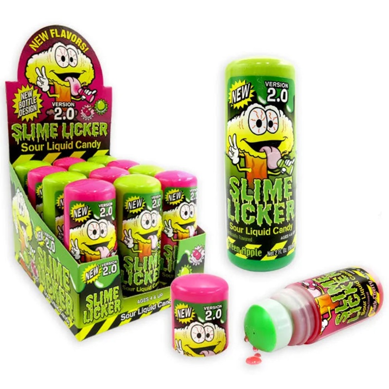 Toxic Waste Slime Licker 2.0 Liquid Candy - Green Apple & Cherry: 12-Piece Display