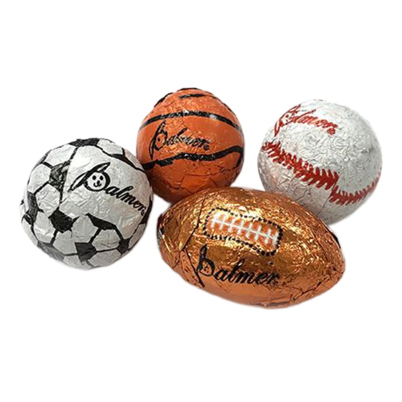 Palmer Chocolate Flavored Foil Wrapped Super Sports Balls - 3 LB Bulk Bag