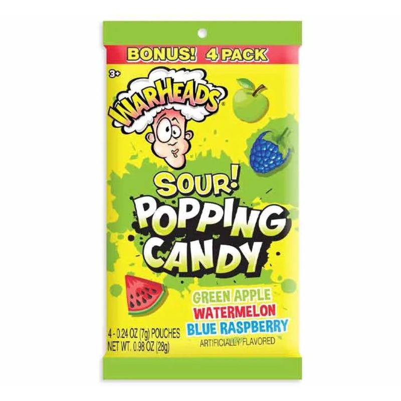 Warheads Assorted Sour Popping Candy 4-Packs: 12-Piece Case