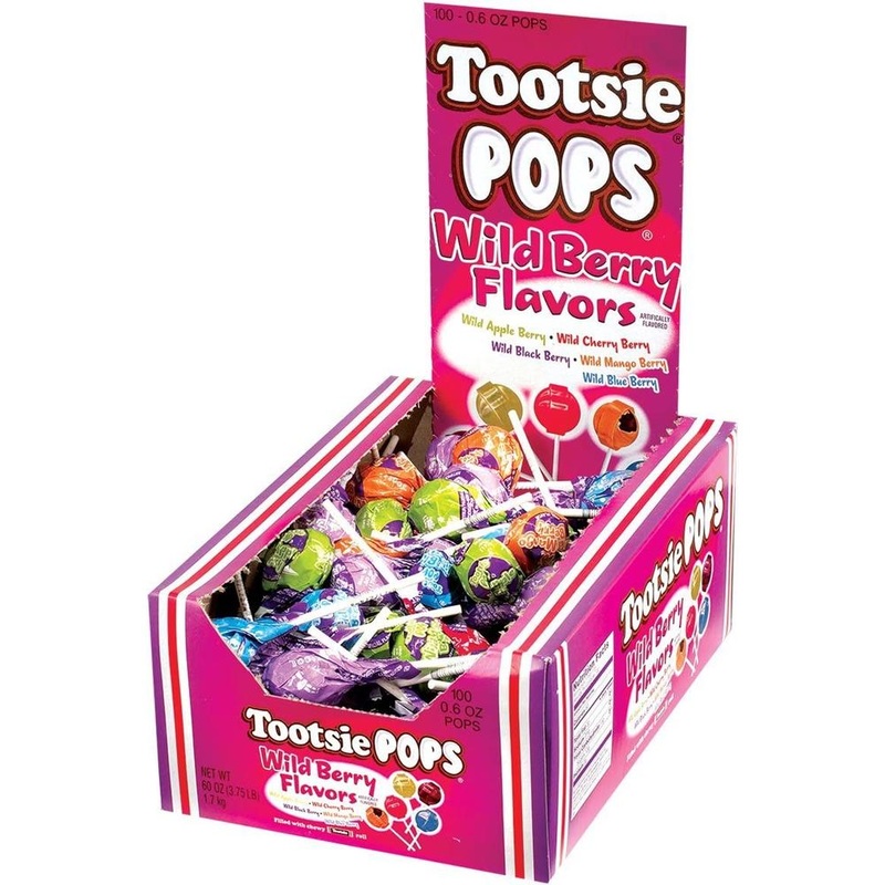 Tootsie Pops Wild Berry Flavors - 100 Piece Case