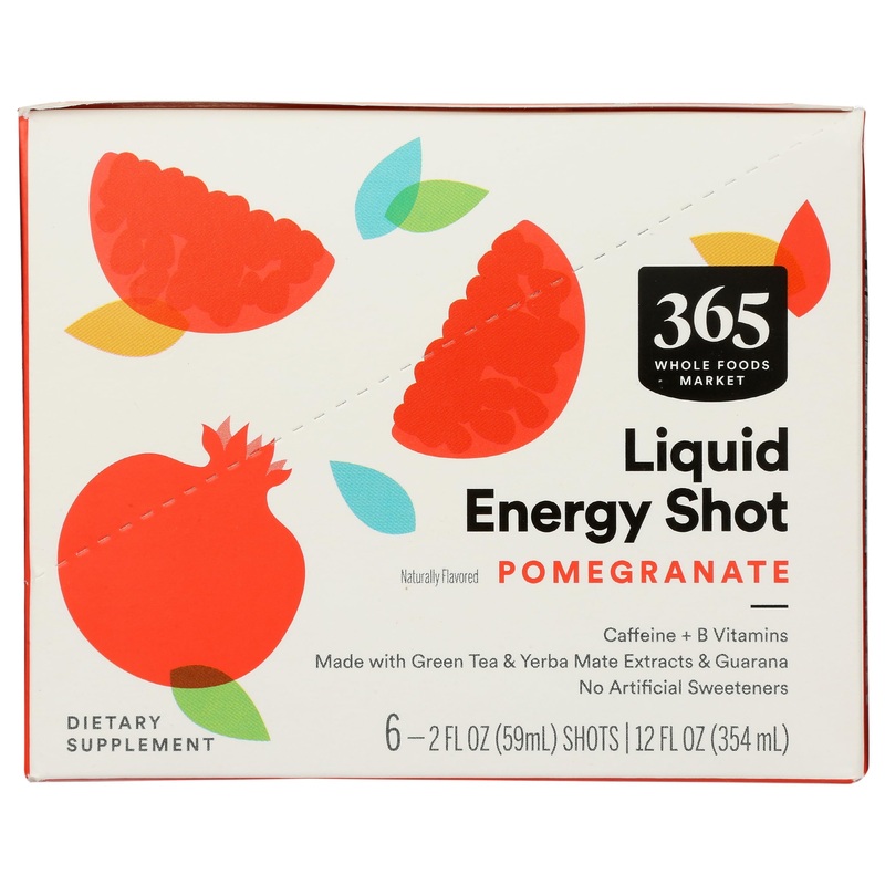 365 By Whole Foods Market, Energy Shot, Pomegranate, 2 Fl Oz, 6 Count