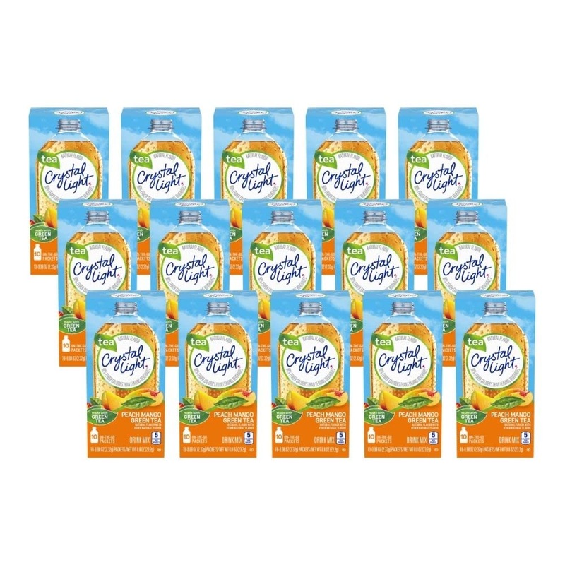 Crystal Light On The Go Peach Mango Green Tea Drink Mix, 10-Packet Box (Pack Of 15)
