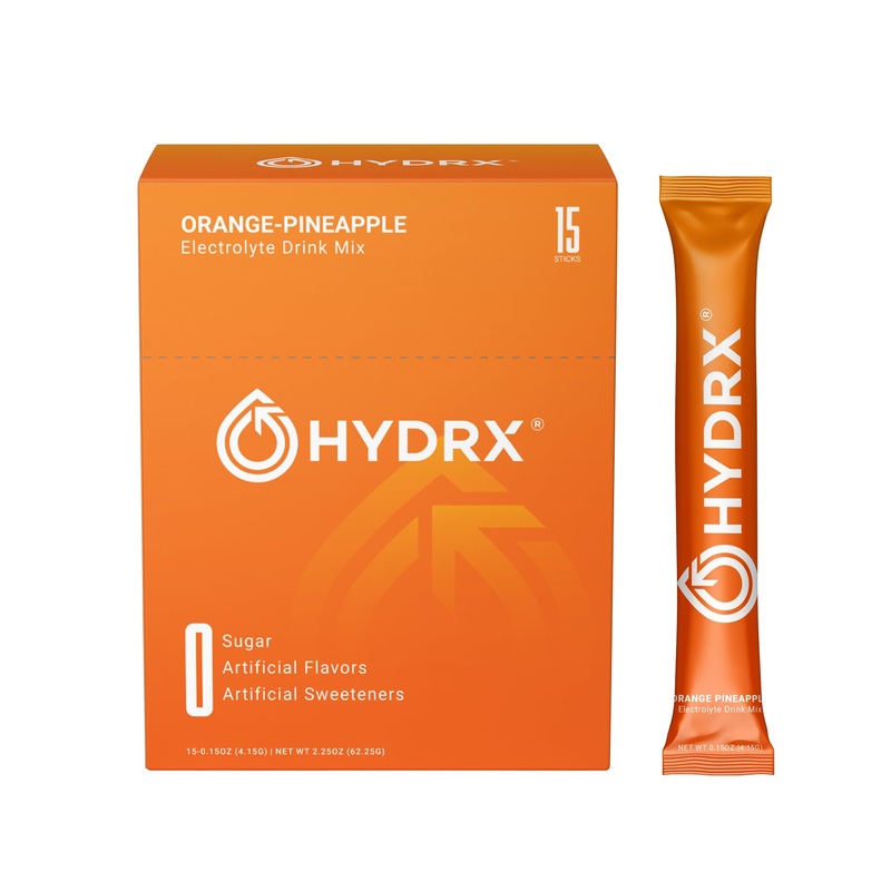 Hydrx Zero Sugar Electrolyte Powder - Clean, Balanced Hydration Drink Mix With Essential Electrolytes - Orange-Pineapple Flavor