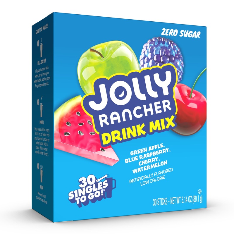 Jolly Rancher Singles To Go Variety Pack, Powdered Drink Mix, Zero Sugar, Low Calorie, Includes 4 Flavors: Green Apple, Blue Ras