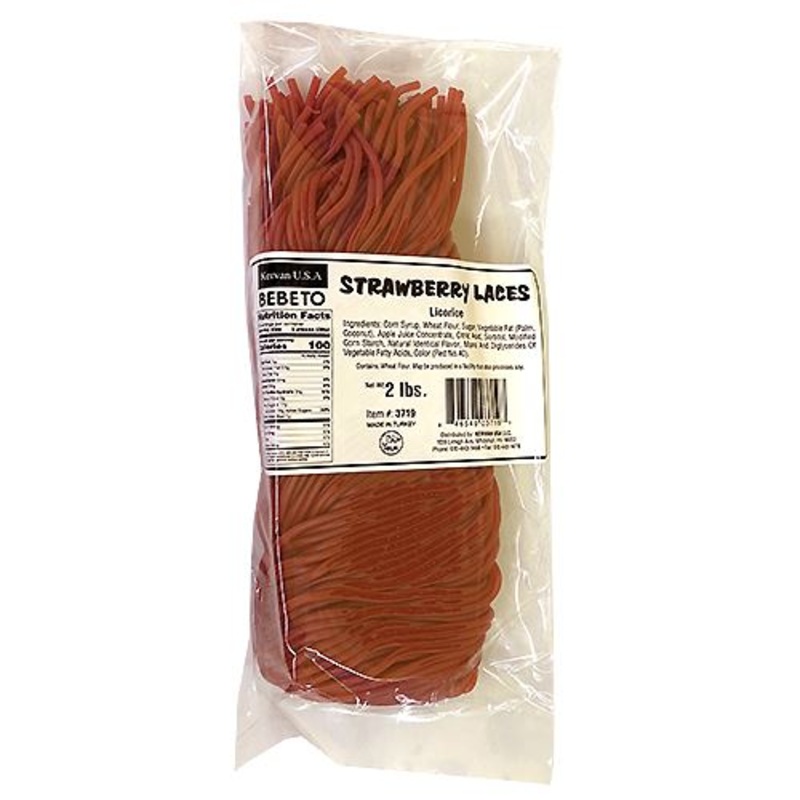 Kervan Strawberry Licorice Laces - 2 LB Bulk Bag