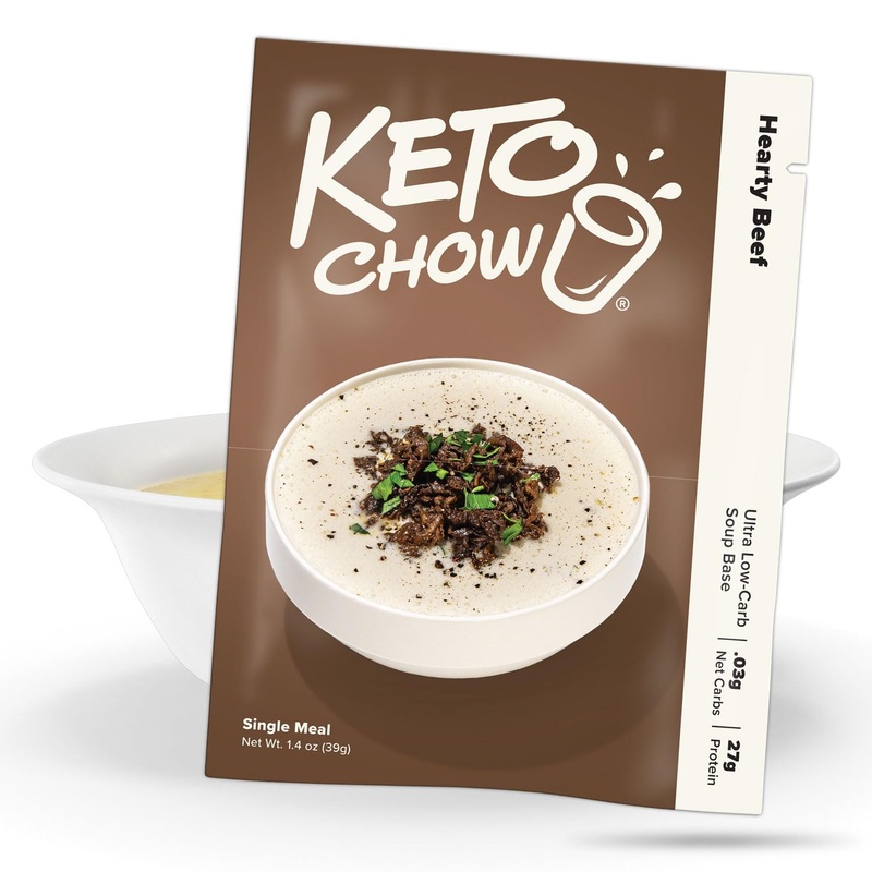 Keto Chow Hearty Beef - Keto Soup Base Powder - Nutritionally Complete - Low Carb - Protein Rich - You Choose The Fat - Single M