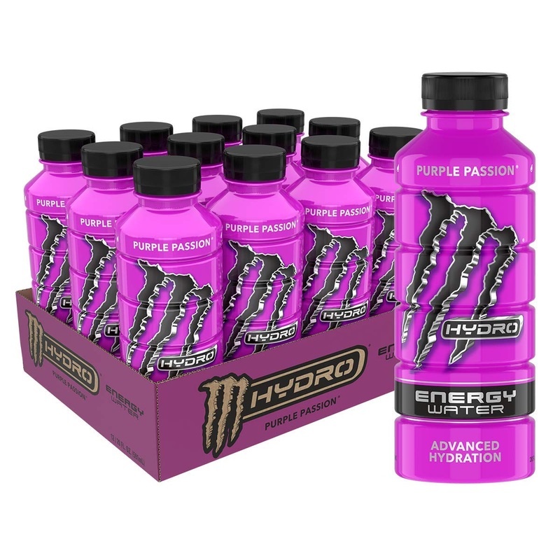 Monster Energy Hydro Energy Water, Purple Passion, 20 Fl Oz (Pack Of 12)