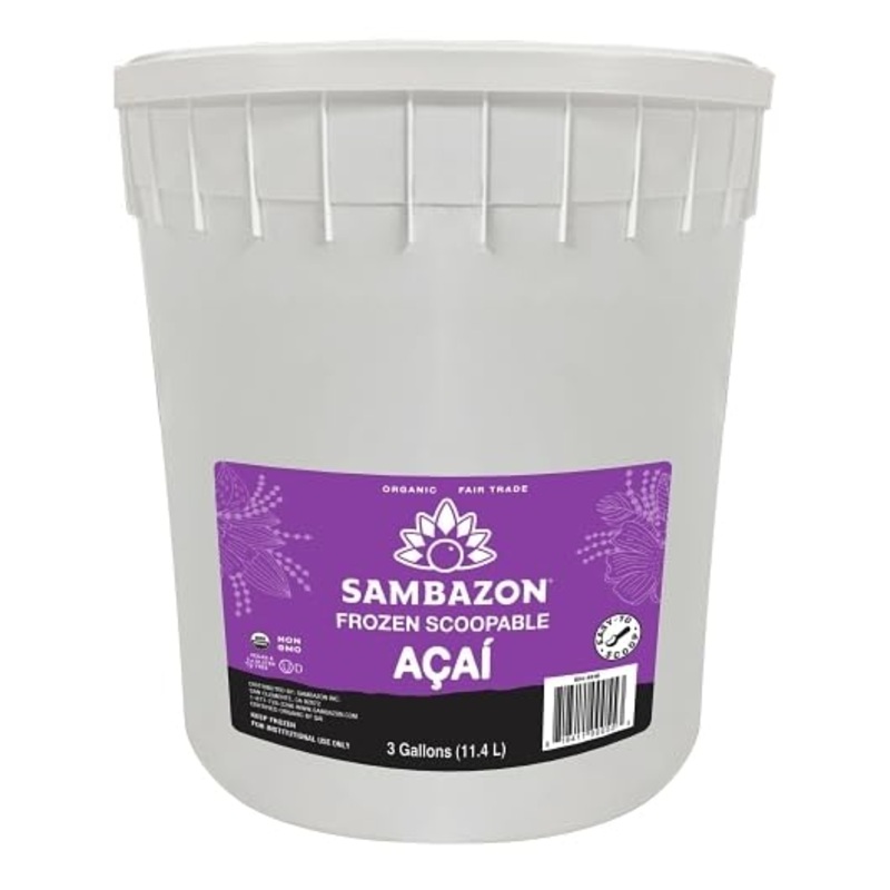 Sambazon Organic Acai Smoothie Blend, 384 Fl Oz Scoopable Tub - Healthy Superfood for Smoothies and Bowls