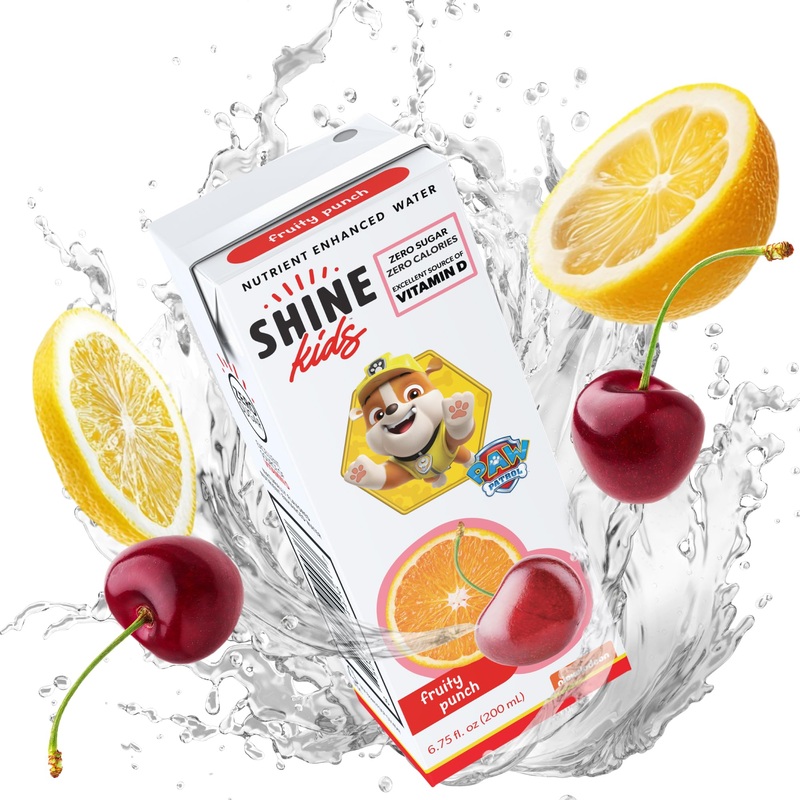 Shinekids X Paw Patrol Vitamin D Juice Box Healthy Drinks For Kids, Fruity Punch, 32 Pack, Sugar Free Kids Juice Boxes, 0 Calori