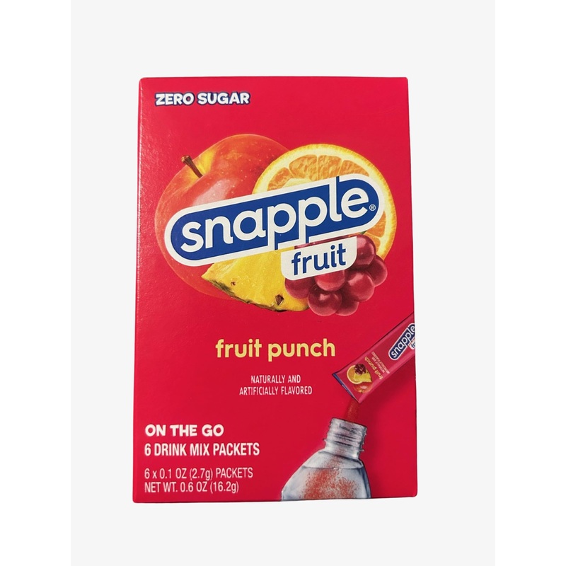 Snapple Fruit Punch Drink Mix- 6 Powder Sticks | Zero Sugar | On-The-Go Hydration Packs