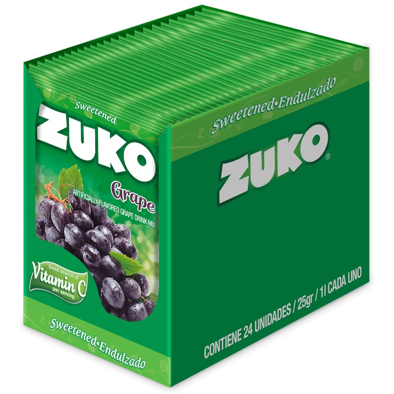 Zuko Grape, On The Go Powder Drink Mix, 2 Packs Of 24 Single Servings (0.9 Oz Each) - 48 Total
