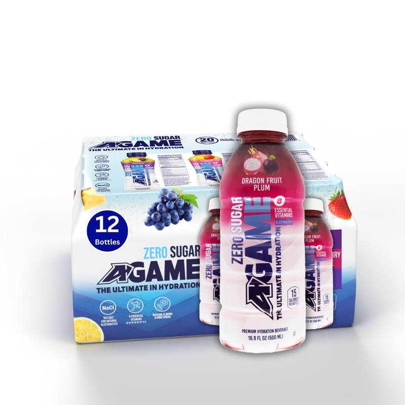 A-Game Zero Sugar Sports Drink, Dragon Fruit Plum Zero Sugar, The Ultimate Sugar Free Hydration Sports Beverage, 8 Essential Vit