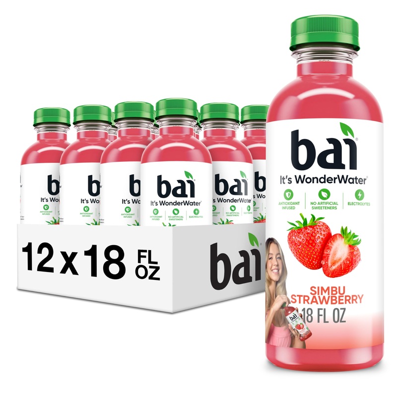 Bai Antioxidant Infused Water Beverage, Simbu Strawberry, 18 Fluid Ounce Bottle, Pack Of 12