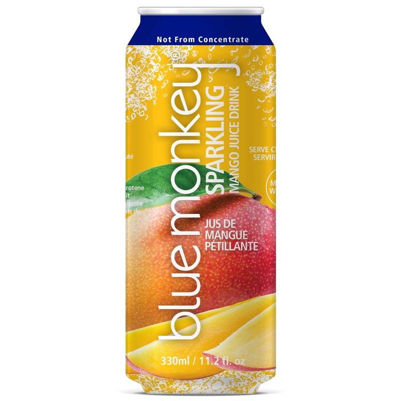 Blue Monkey Sparkling Juice, 55%, Mango, (Pack Of 12)