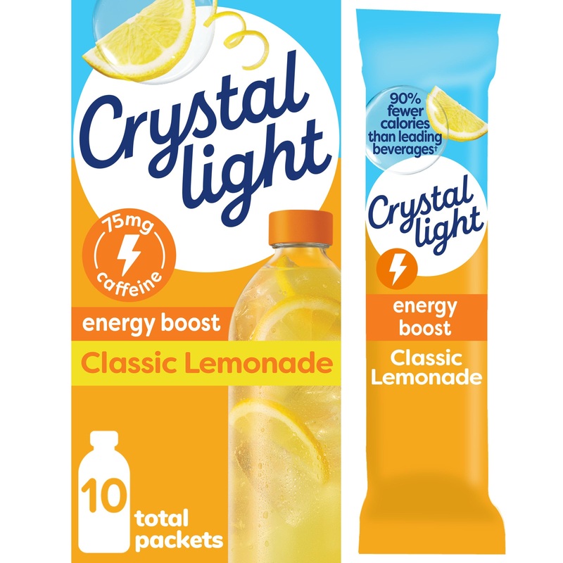 Crystal Light Energy Boost Lemonade Drink Mix, 10 Ct On-The-Go Packets