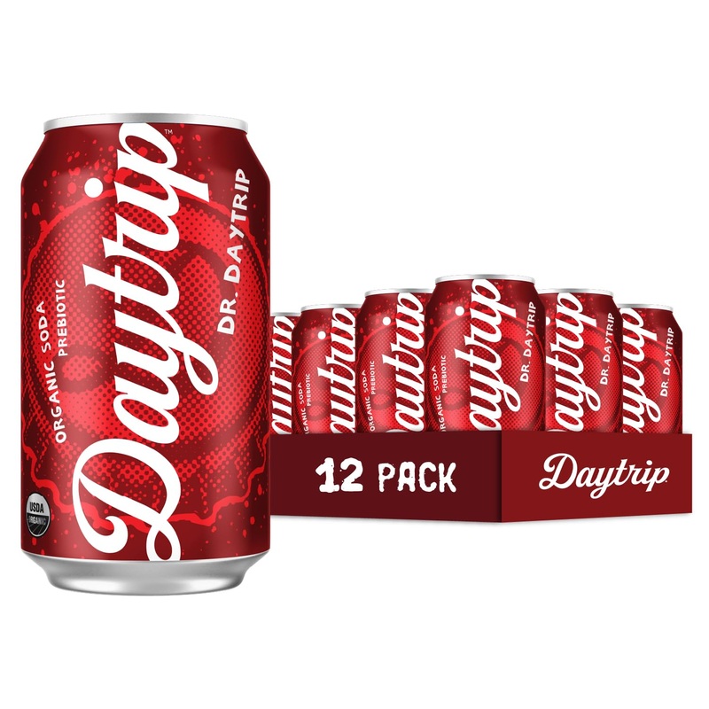 Daytrip Organic Sparkling Prebiotic Soda, Low Sugar Soda And Low Calorie Healthy Soda Alternative, Prebiotic Drink For Gut Healt