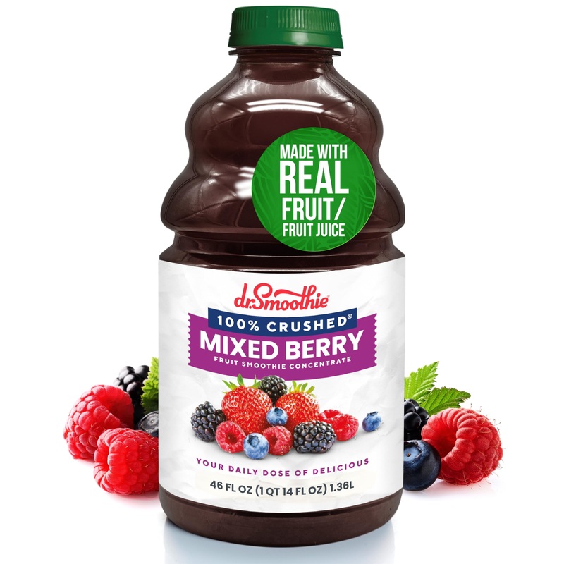 Dr. Smoothie 100% Crushed Mixed Berry - No Added Sugar, Made With Real Fruits/Fruit Juice - Vegan, No Artificial Colors Or Flavo