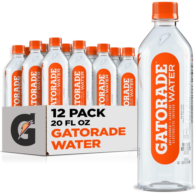 Gatorade Water, Unflavored, 20 Fl Oz (Pack Of 12)