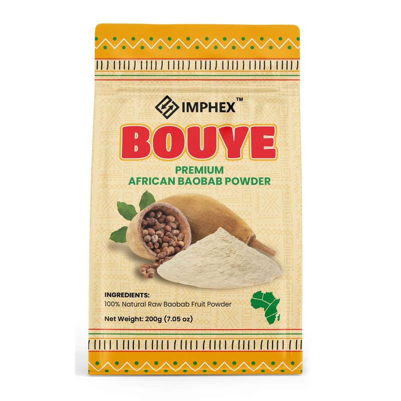 IMPHEX Baobab Fruit Powder, 200g (7.05 oz) - 100% Natural, Non-GMO, Authentic African Bouye from Senegal