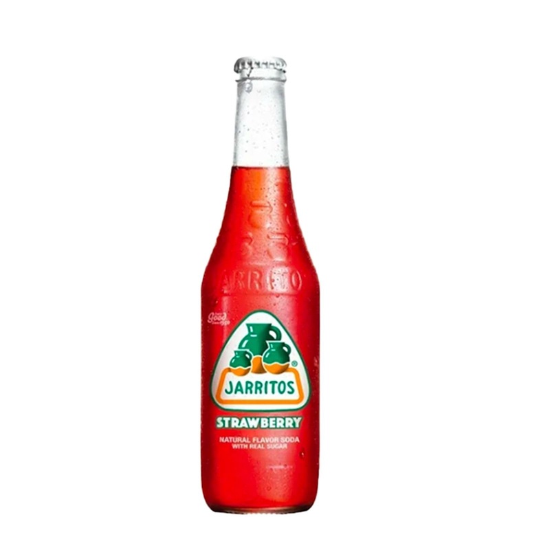 Jarritos Strawberry Mexican Soft Soda Drink, 12 Fl Oz Glass Bottles, 12 Pack