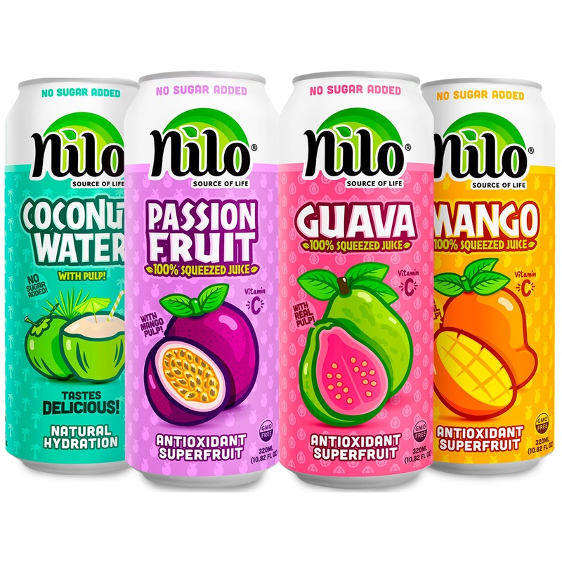 Nilo Variety Pack | 100% Squeezed Juice Guava Mango Coconut Water Passion Fruit | No Sugar Added | Non Gmo | Not From Concentrat