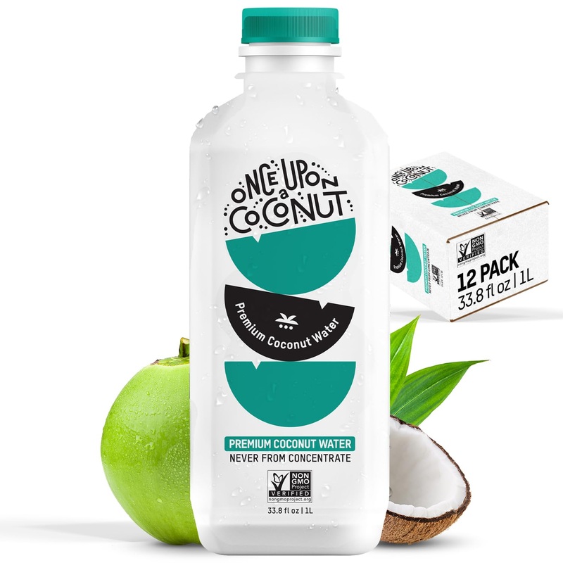Once Upon A Coconut Premium Coconut Water 1L - Low Calorie Drink With Electrolytes - Non-Gmo - Gluten-Free - Pack Of 12 (Each 33