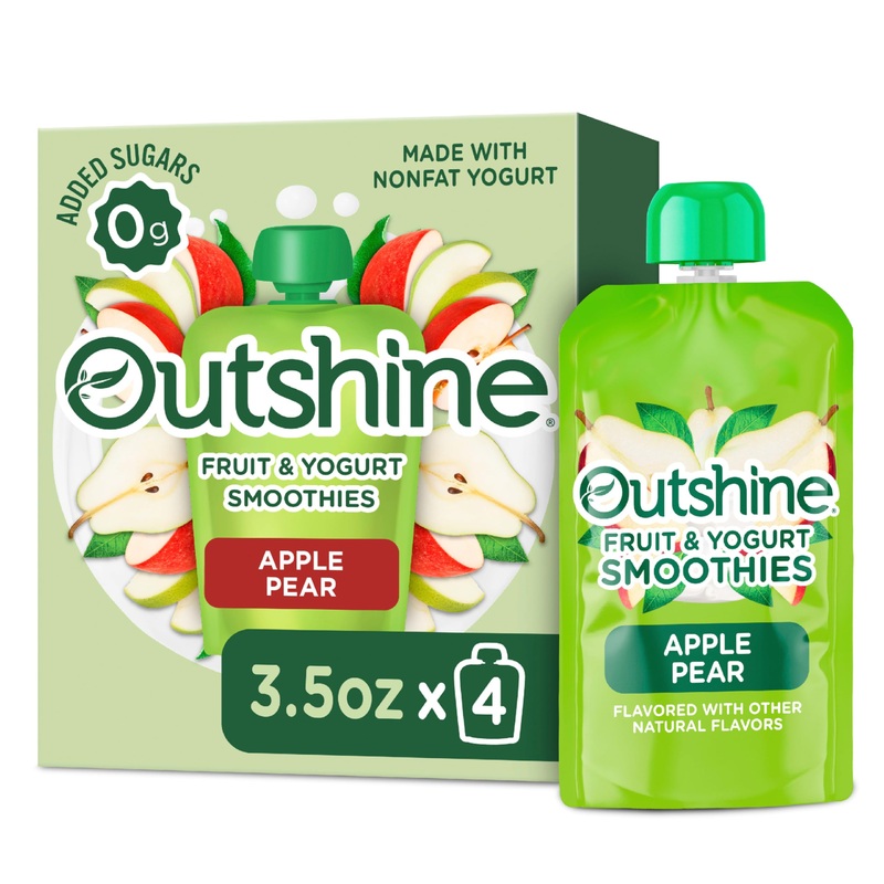 Outshine Fruit & Yogurt Smoothie Apple Pear, Smoothie Pouch, On The Go Snack, 4Pk 0.873 Lb.