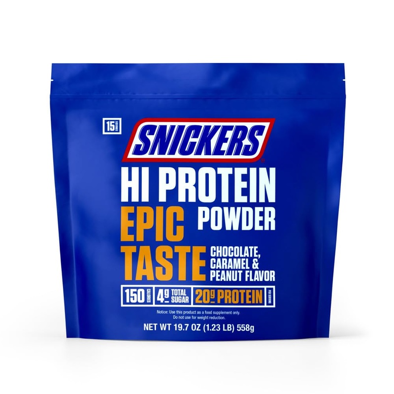 Snickers Chocolate, Caramel & Peanut Flavored Hi Protein Powder, 19.7 Oz Bag