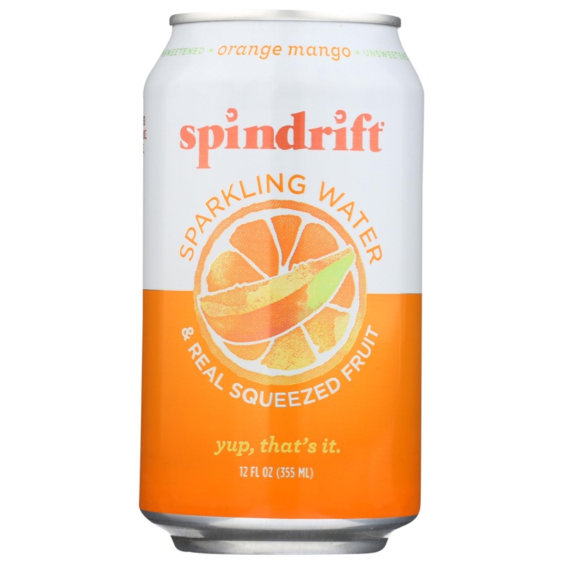 Spindrift Seltzer Orange Mango, 12 Fl Oz - Refreshing Sparkling Water Beverage, Naturally Flavored, Pack of 1