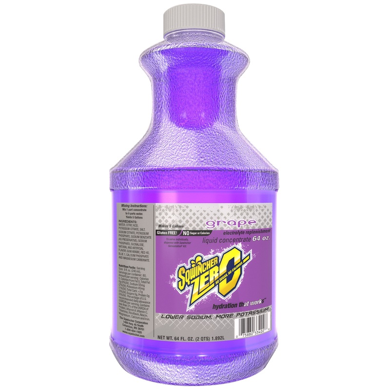 Sqwincher Zero Liquid Concentrate, Grape, 64 Fl Oz, Pack Of 6