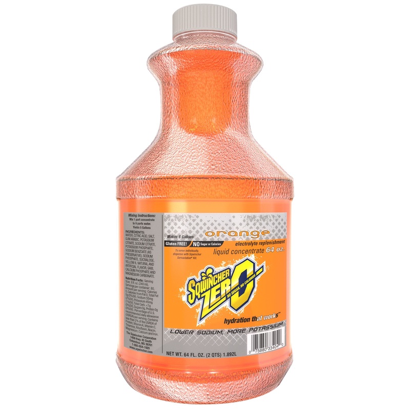 Sqwincher Zero Liquid Concentrate, Orange, 64 Fl Oz (Case Of 6)