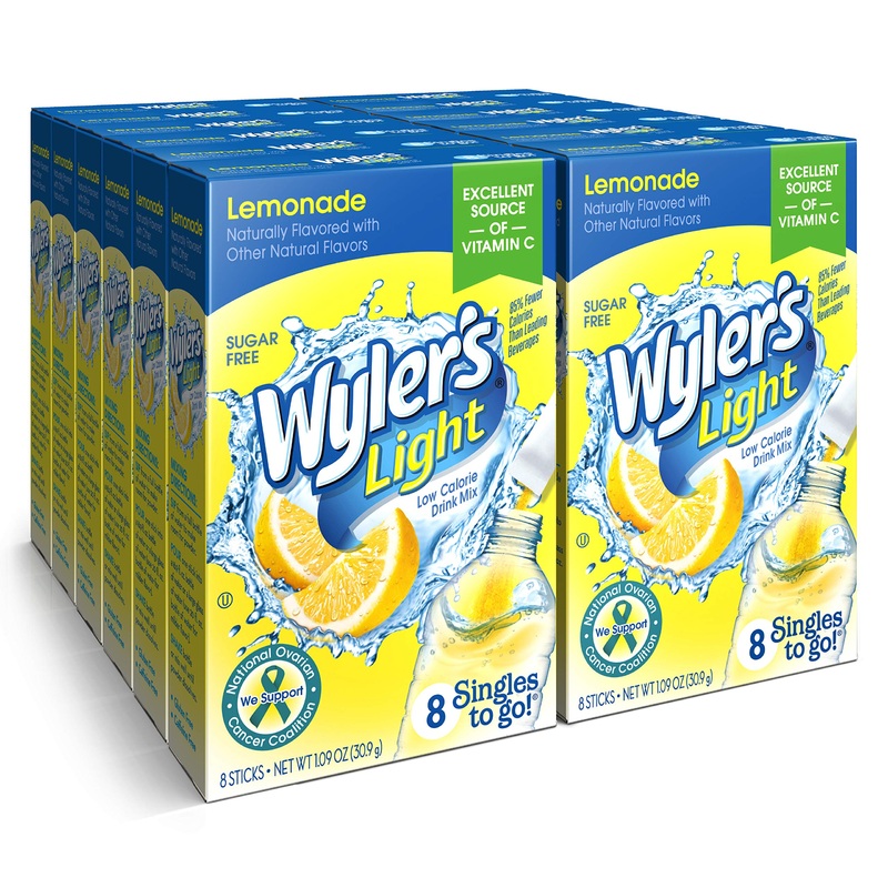 Wyler'S Light Singles To Go Powder Packets, Water Drink Mix, Lemonade, 8 Count Per Pack (Pack Of 12)