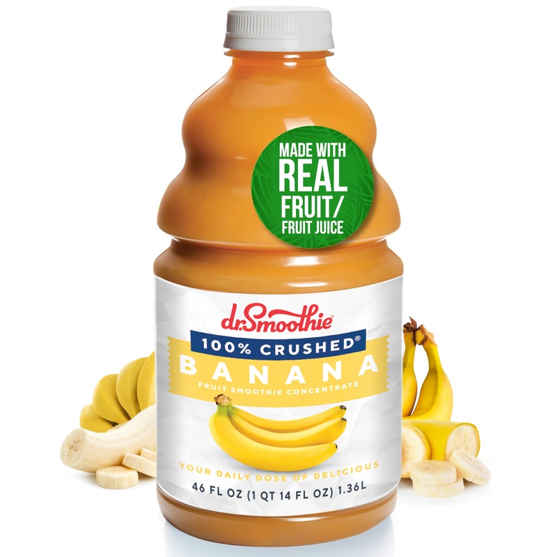 Dr. Smoothie 100% Crushed Banana - No Added Sugar, Made With Real Fruits/Fruit Juice - Vegan, No Artificial Colors Or Flavors -