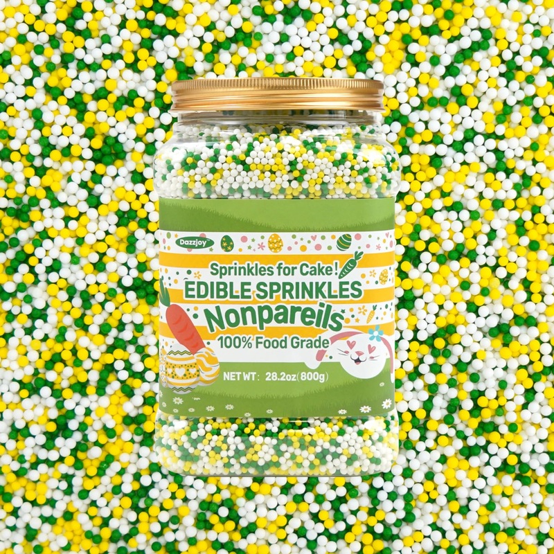 Edible Easter Nonpareils Sprinkles, Food Grade, 800G, Cupcake Decorations & Cake Topper, Donut, Ice Cream, Wedding Party Valenti