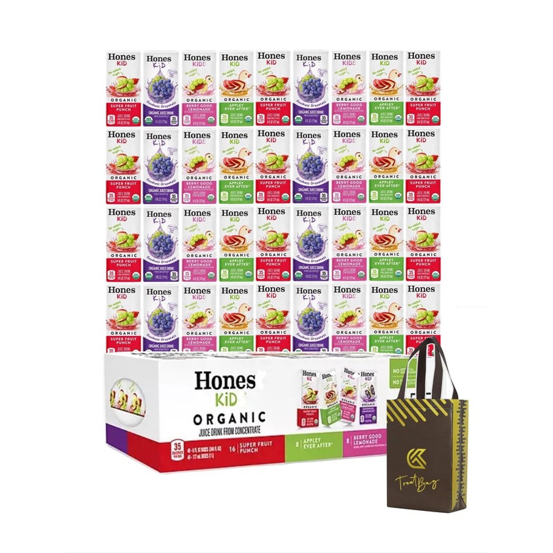 Honest Kid Spring Organic Juice Drink Variety Pack, Organic Juice Boxes, 6 Fl Oz, 38 Count Plus Treat Bag