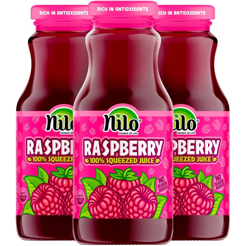 Nilo Raspberry Juice | 100% Squeezed Raspberry Frambuesa | No Sugar Added | Non Gmo | Not From Concentrate | 8.45 Oz (Pack Of 12