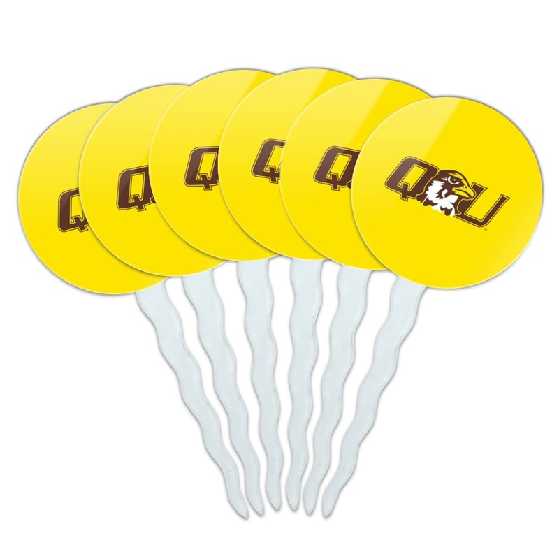 Quincy University Secondary Logo Cupcake Picks Toppers Decoration Set Of 6