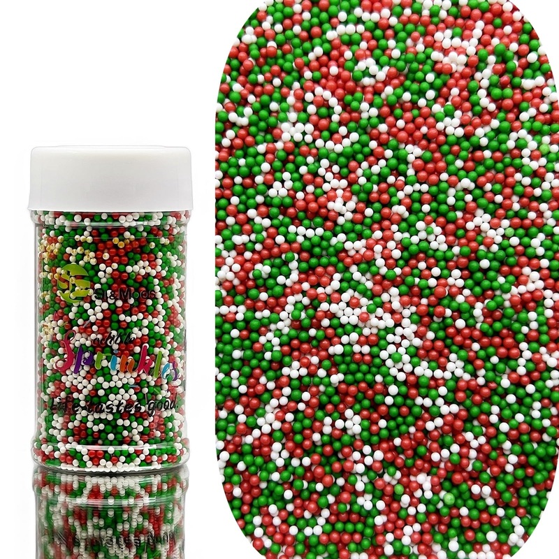 Se Si&Moos Red Green And White Christmas Sprinkles For Cake Decorating Red Green White Nonpareils Edible Pearls For Cake Decorat
