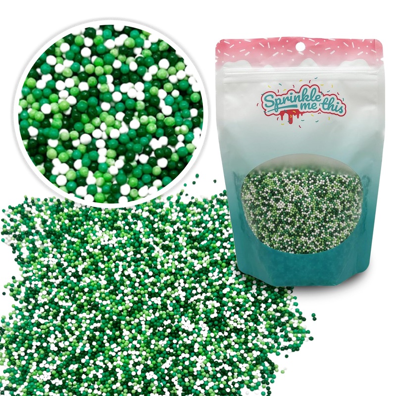 St. Paddy'S Pearls | 8 Oz Stand Up Sprinkle Bag | St. Patrick'S Day Themed Sprinkle Blend | Mini Sugar Pearls In Green, Lime, An