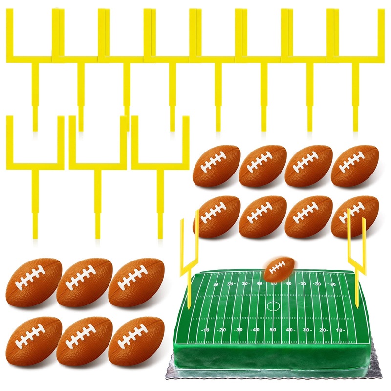 Taiyin 9 Pcs Football Cake Decorations 6 Cake Goal Post Topper Field 3 Mini Sport Balls For Football Themed Birthday Party Event
