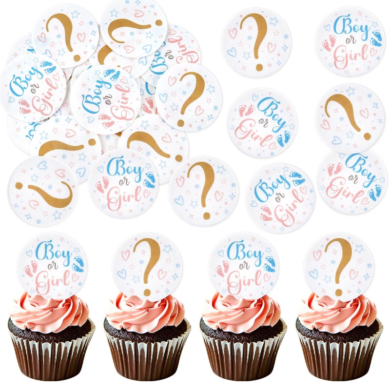 40 Pack Edible Boy Or Girl Cupcake Toppers Baby Shower Birthday Party Baby Boy Baby Girl Drink Toppers Anniversary Party Decorat