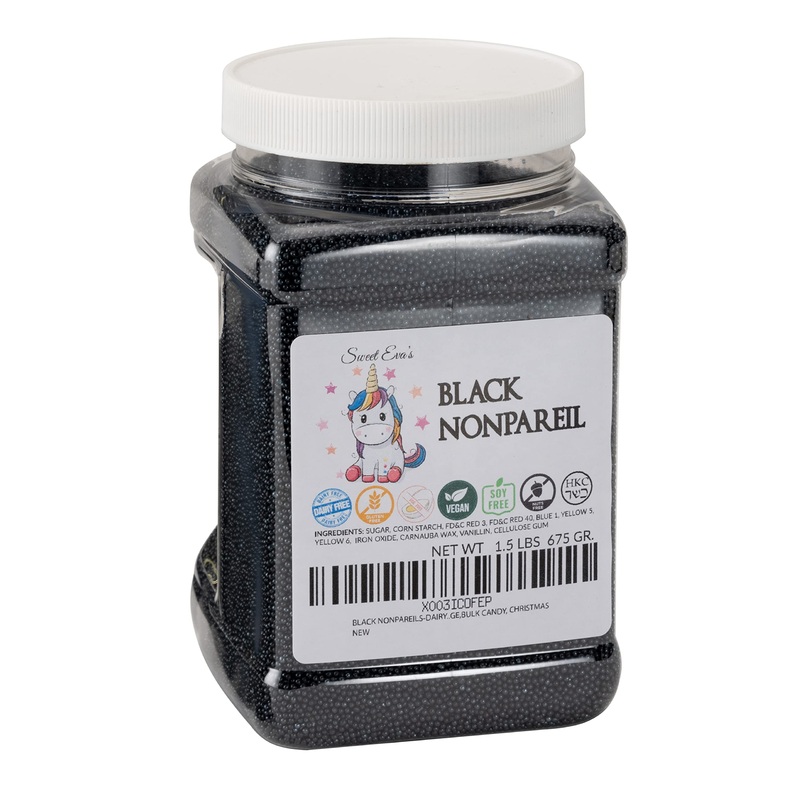 Black Nonpareils- Dairy Free, Gluten Free, Egg Free, Vegan, Soy Free, Nuts Free, Kosher, Cookies, Decorating And Baking, Cake Sp