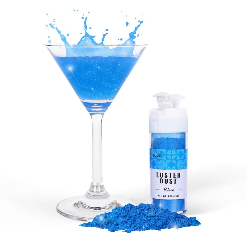 Blue Edible Glitter For Cake Decorating, 5G Blue Luster Dust Edible, Blue Edible Glitter For Cocktails, Cake, Strawberries, Choc