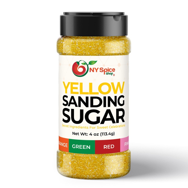Ny Spice Shop Yellow Sanding Sugar For Memorial Day - 4 Ounce Sweet Colorful Edible Sprinkles For Candy Dish - Chocolate Sprinkl