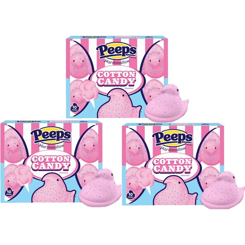Peeps Easter Marshmallow Chicks, Variety Pack, 10 Count (Assorted Flavors & Colors) (3 Count, Cotton Candy Chicks Marshmallow Pe