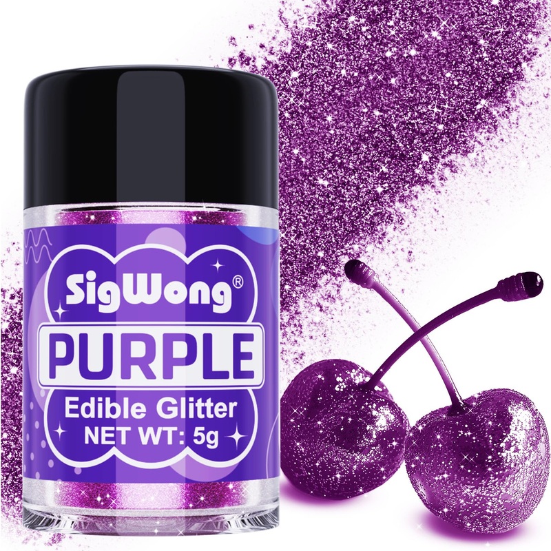 Purple Edible Glitter - 5G Food Grade Cake Decorating Shimmering Glitter, Edible Sprinkle Luster Dust For Drinks, Chocolates, Fo
