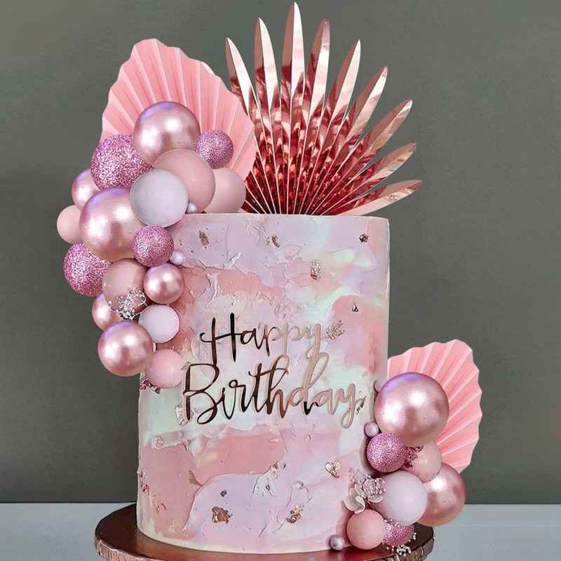 Rose Pink Cake Toppers Rose Cake Decorations For Women Birthday Boho Wedding Pink Cake Decor Birthday Cake Decoration (Rose Pink